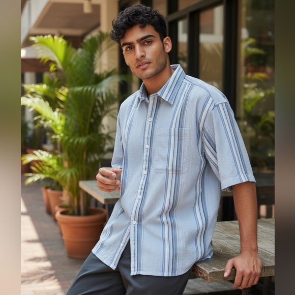 Patagonia Other - PATAGONIA Men’s Short Sleeve Puckerware Shirt Blue Multi– Size XL